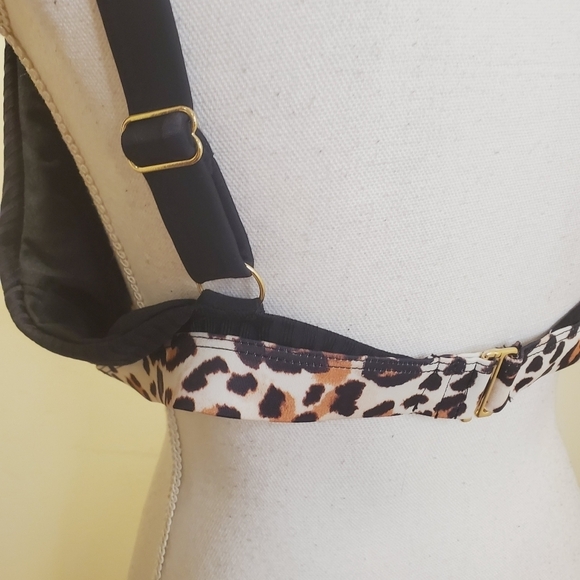 Nine west black animal print bikini top size XL - Picture 3 of 7